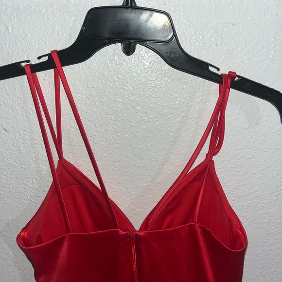 Red Satin A line Dress - Picture 2 of 3